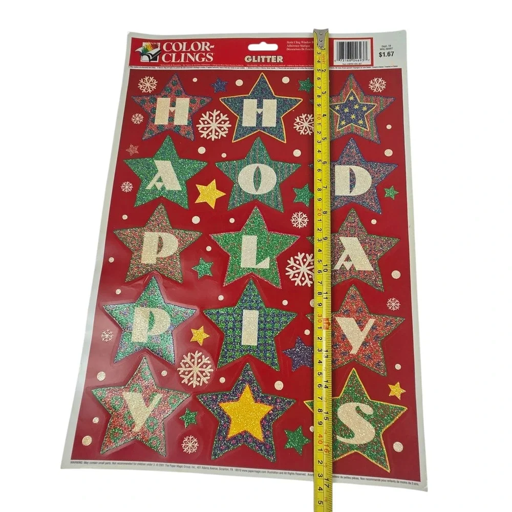 Lot of 9 Color Clings Christmas Window Decorations Reusable Vtg 2000s READ